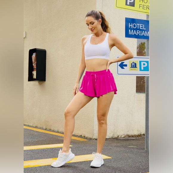 NEW! Flowy Athletic Shorts for Women Run Butterfly Shorts Quick Dry/Pink-Medium - Picture 8 of 8